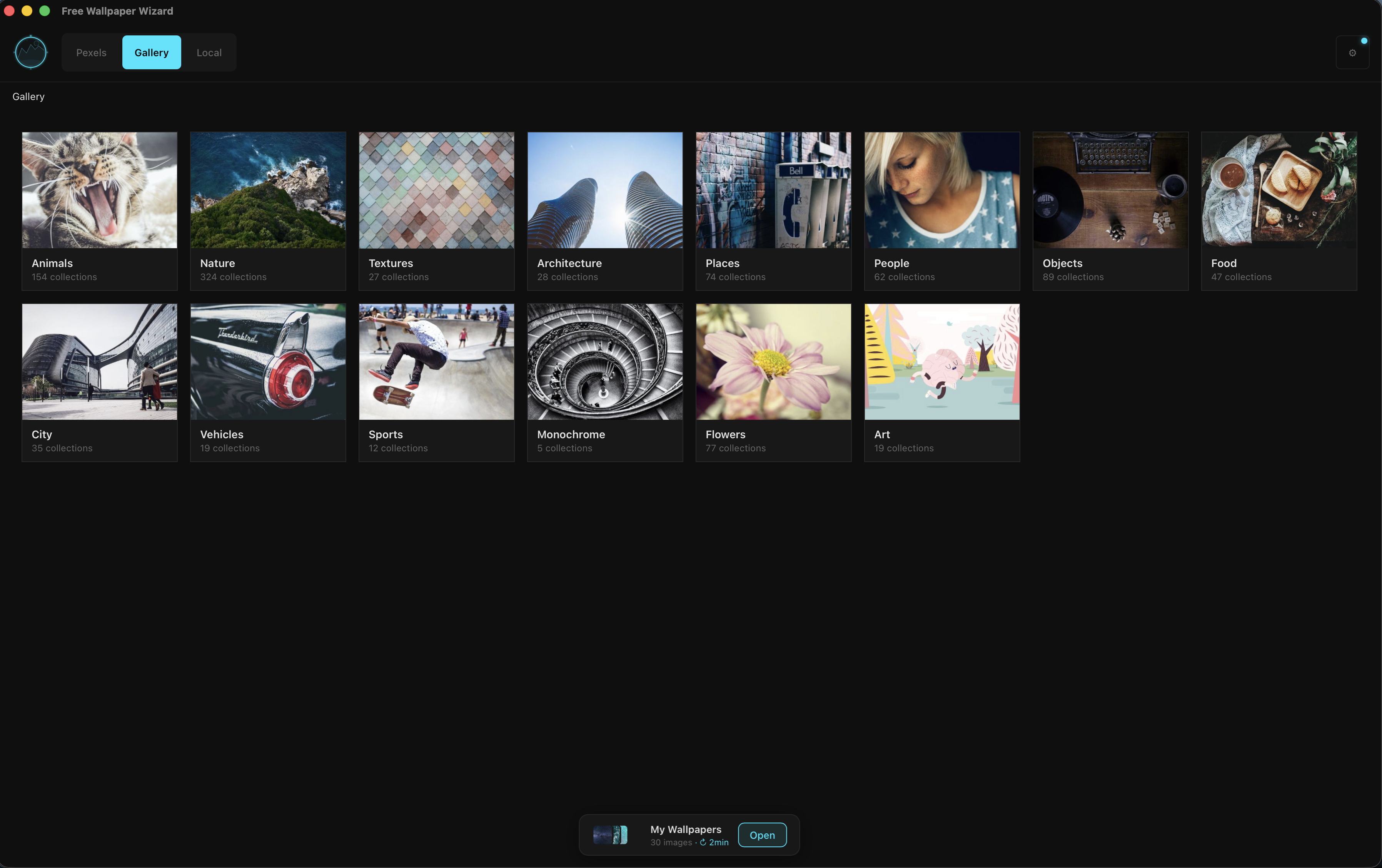Free Wallpaper Wizard — gallery categories